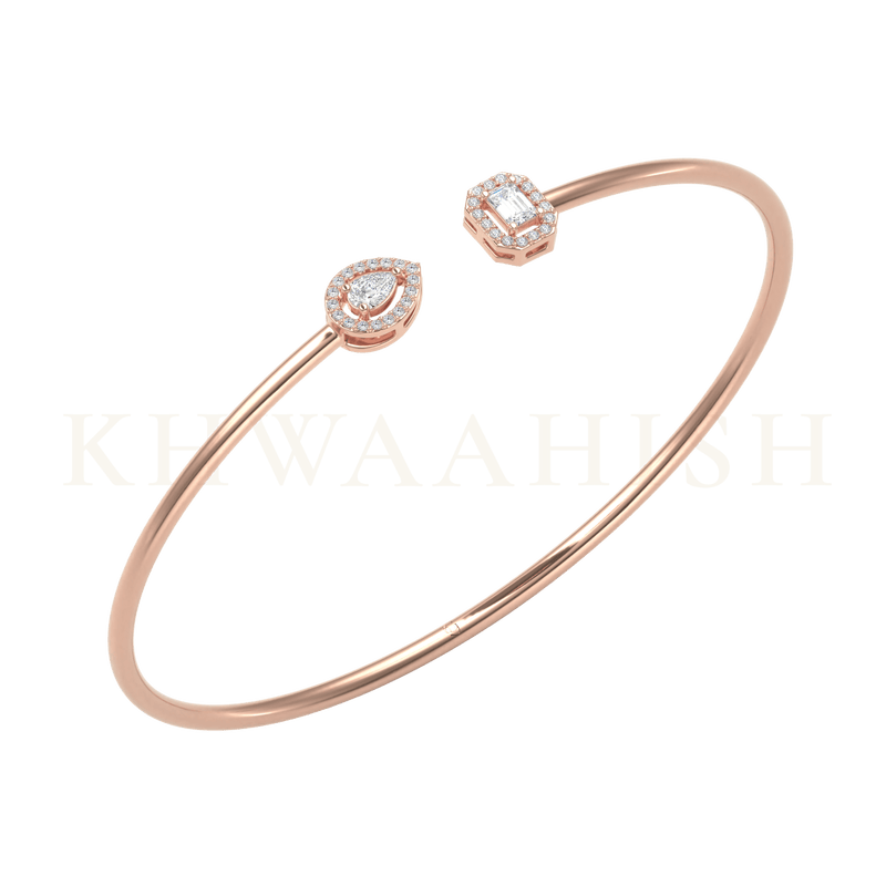 Slanting view of Blazing Bright Diamond Flexi Bracelet in rose gold.