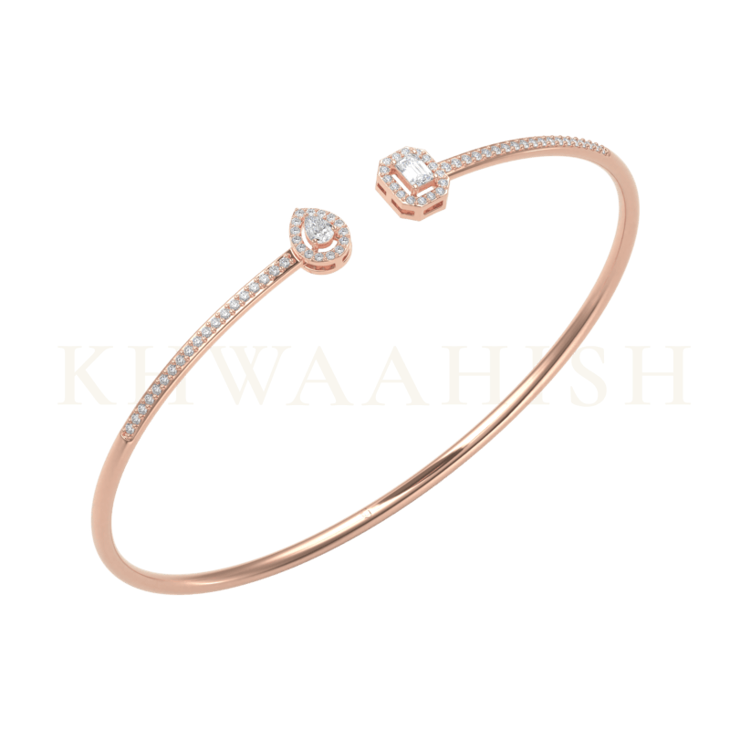 Slanting view of Endearing Glow Diamond Flexi Bracelet in rose gold.