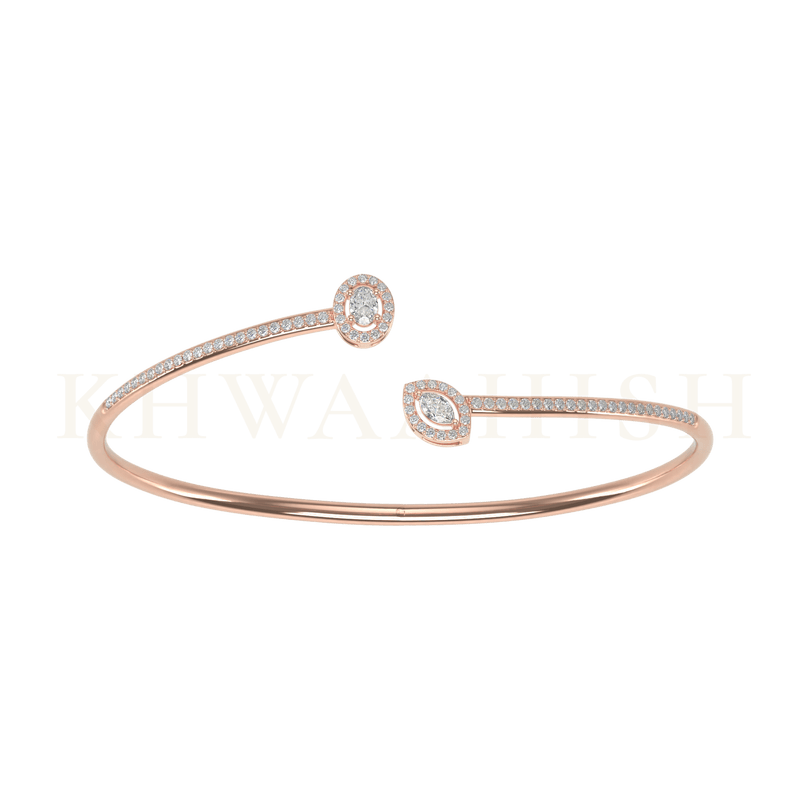 Top view of Stylish Splendour Diamond Flexi Bracelet in rose gold.