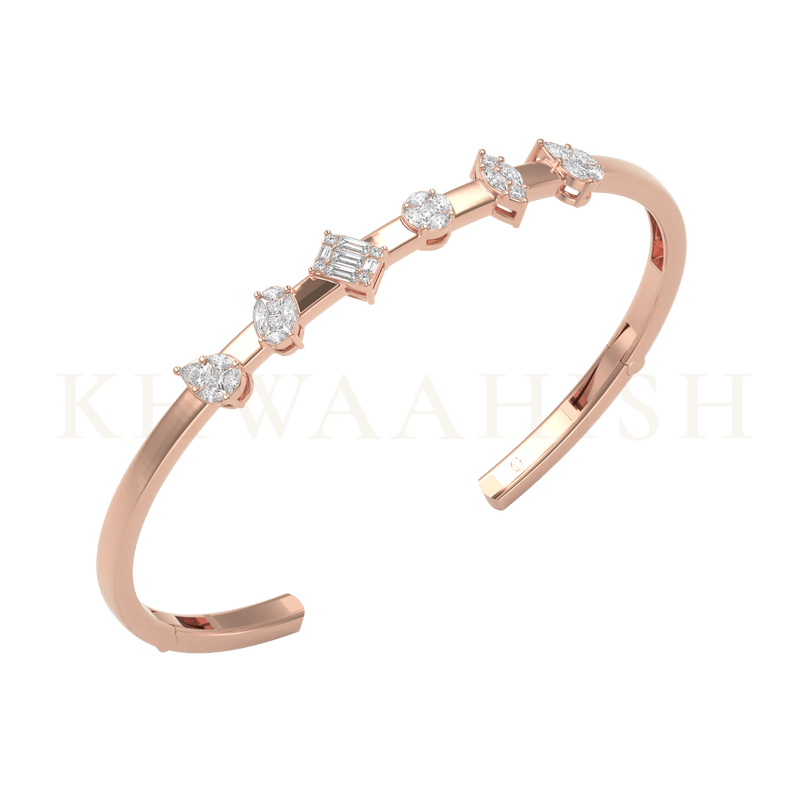 Slanting  view of Splendid Appeal Diamond Oval Bracelet in rose gold.