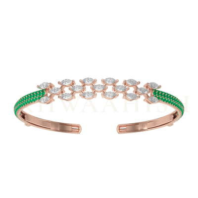 Top view of Gorgeous & Evergreen Oval Diamond Bracelet in rose gold.