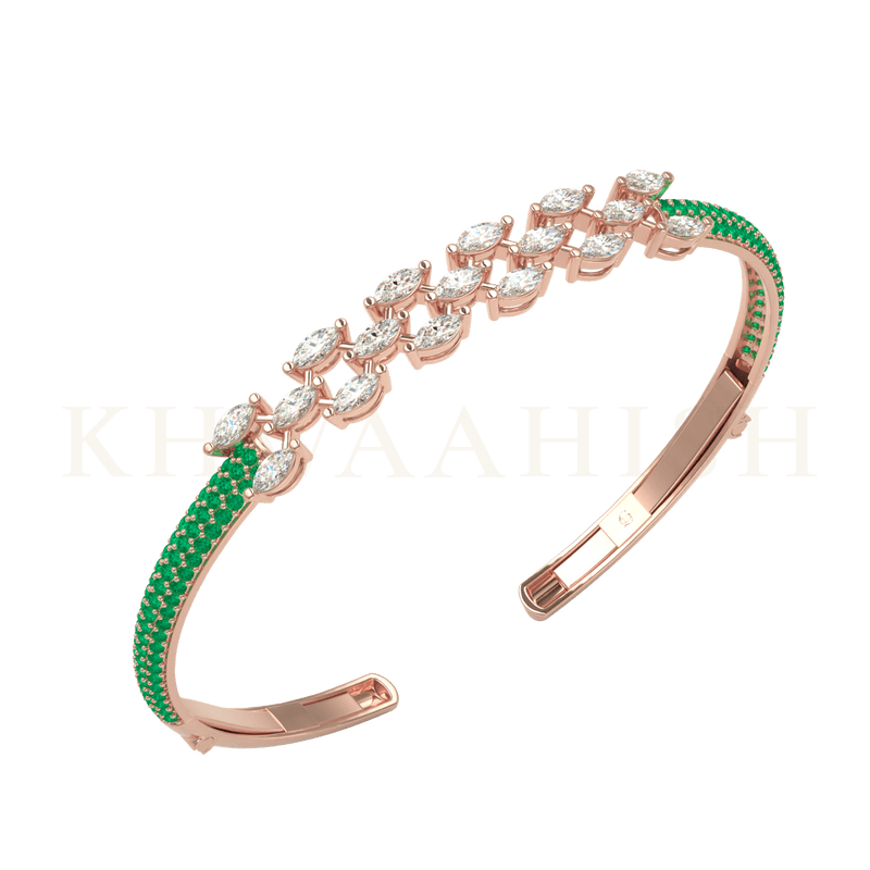 Slanting view of Gorgeous & Evergreen Oval Diamond Bracelet in rose gold.