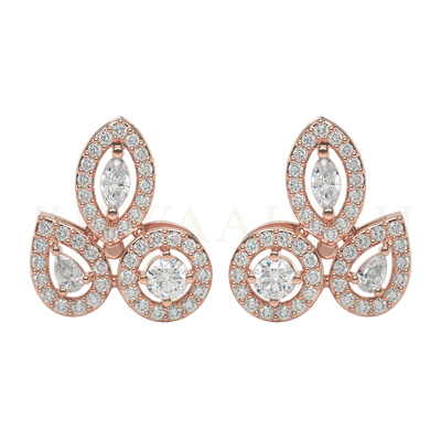 Top view of Polyhymnia Pageantry Diamond Stud Earrings in rose gold.
