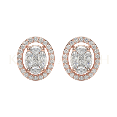 Front view of Infinite Dazzles Diamond Stud Earrings in rose gold.