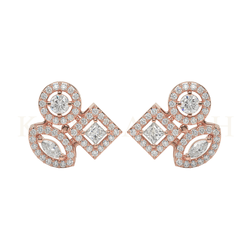 Front view of Cosset Dazzles Diamond Stud Earrings in rose gold.