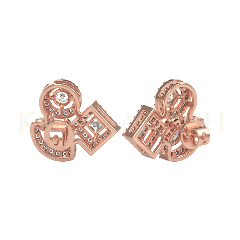 Back view of Cosset Dazzles Diamond Stud Earrings in rose gold.