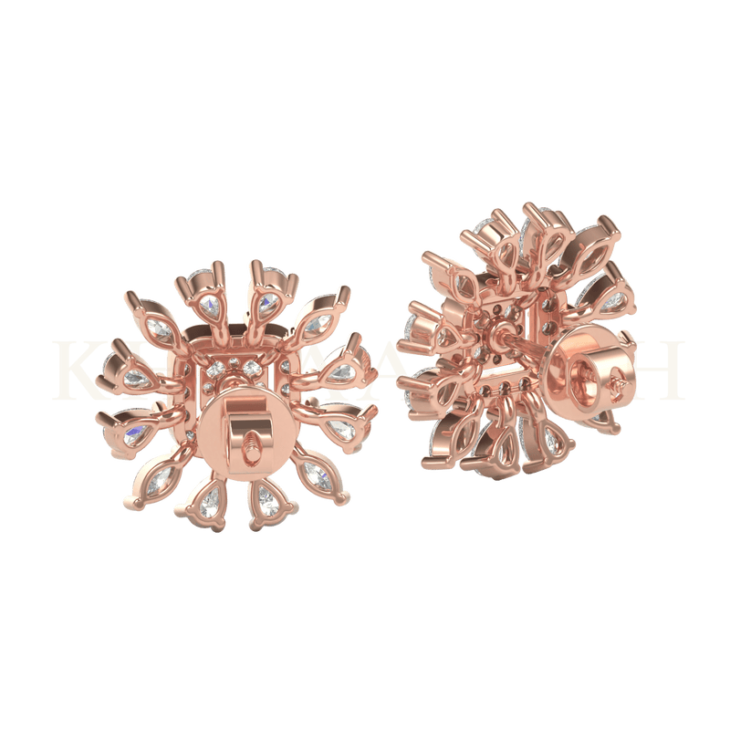 Back view of Beautiful Buttercup Diamond Stud Earrings in rose gold.
