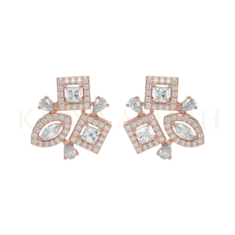 Front view of Divine Delight Diamond Stud Earrings in rose gold.