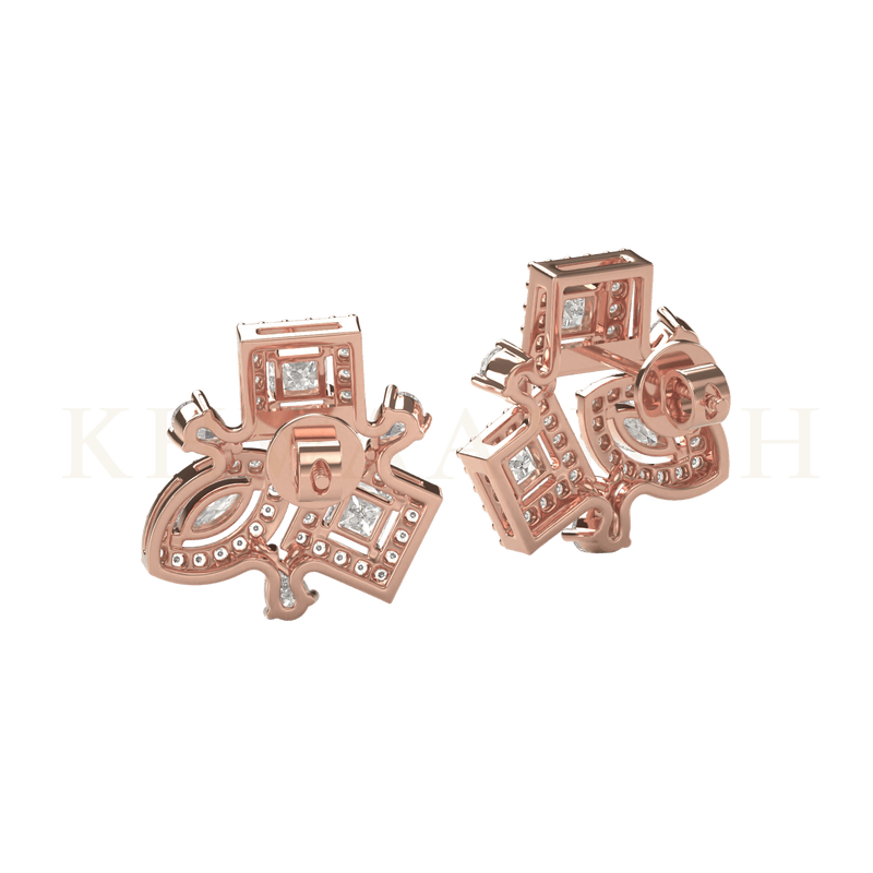 Back view of Divine Delight Diamond Stud Earrings in rose gold.