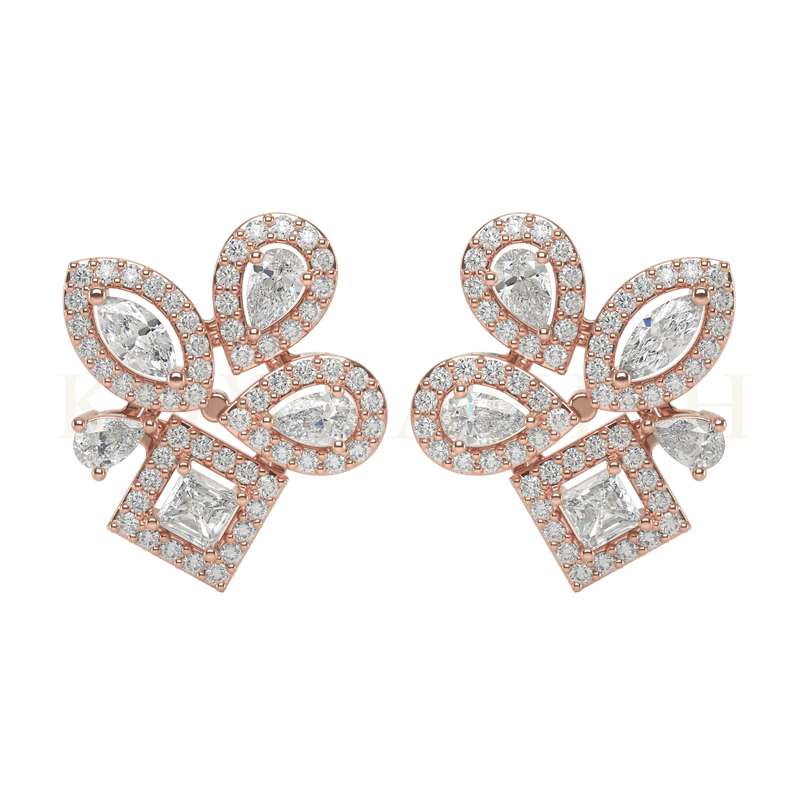 Top view of Precious Passion Diamond Stud Earrings in rose gold.