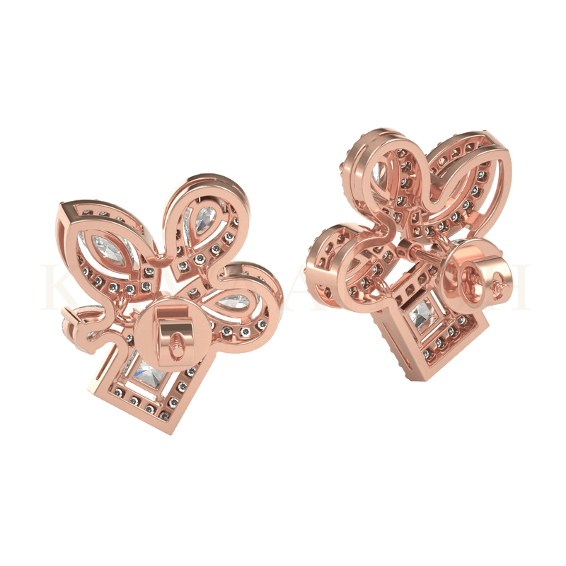 Front view of Precious Passion Diamond Stud Earrings in rose gold.