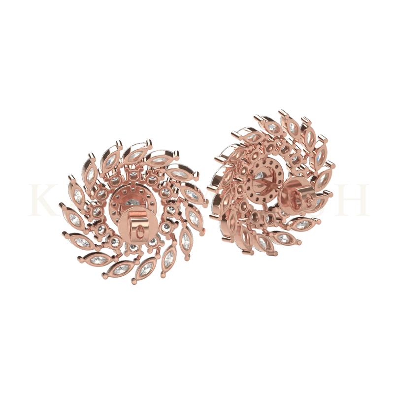 Back view of Sparkling Fascination Diamond Stud Earrings in rose gold.