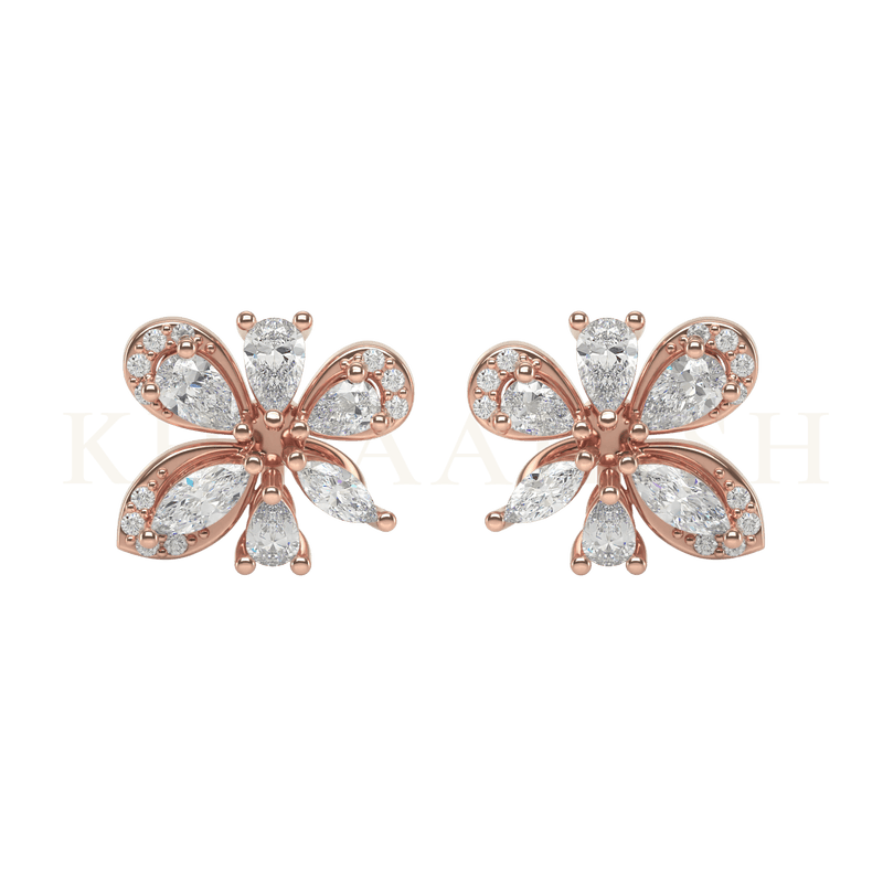 Front view of Splendorous Sparkle Diamond Stud Earrings in rose gold.