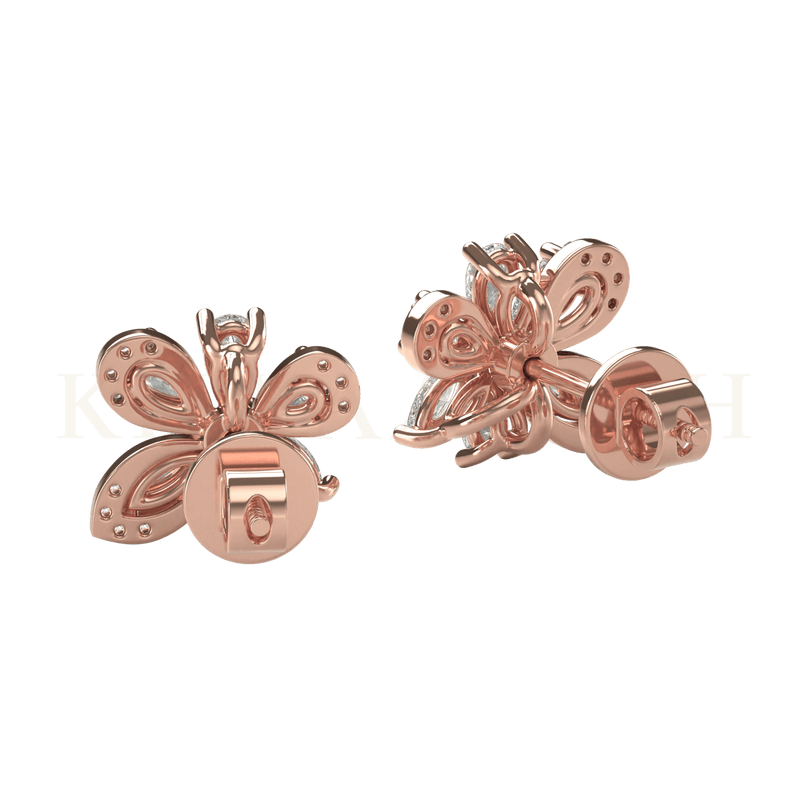 Back view of Splendorous Sparkle Diamond Stud Earrings in rose gold.