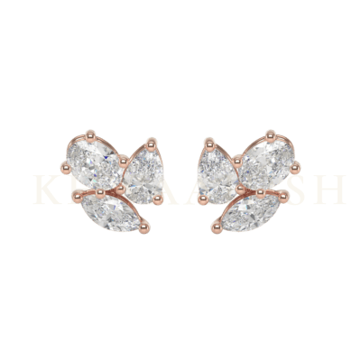 Front view of Angelic Charm Diamond Stud Earrings in rose gold.