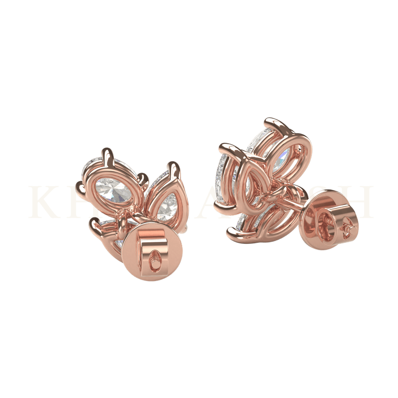 Back view of Angelic Charm Diamond Stud Earrings in rose gold.