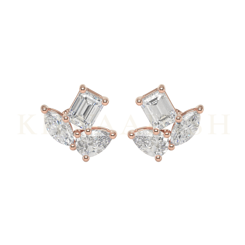 Front view of Delightful Enrapture Diamond Stud Earrings in rose gold.
