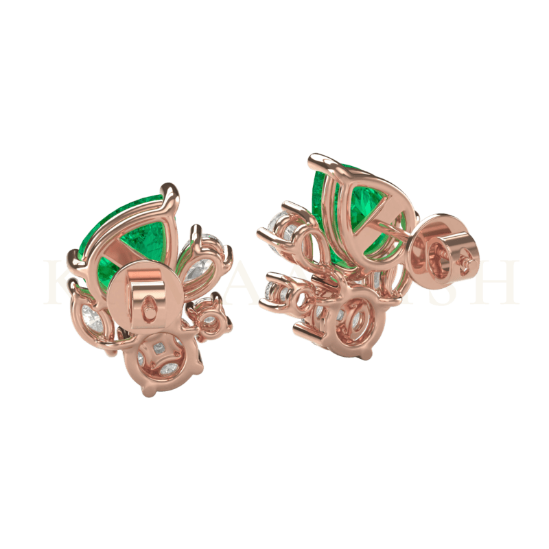 Back view of Whirling Wonder Diamond Stud Earrings in rose gold.