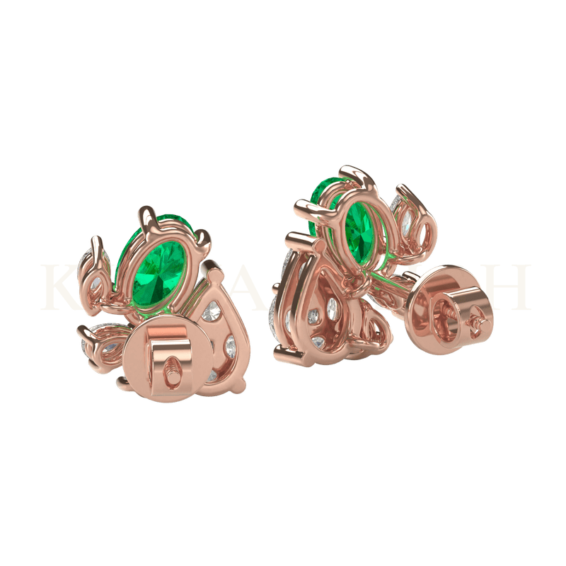 Back view of Floral Magic Diamond Stud Earrings in rose gold.
