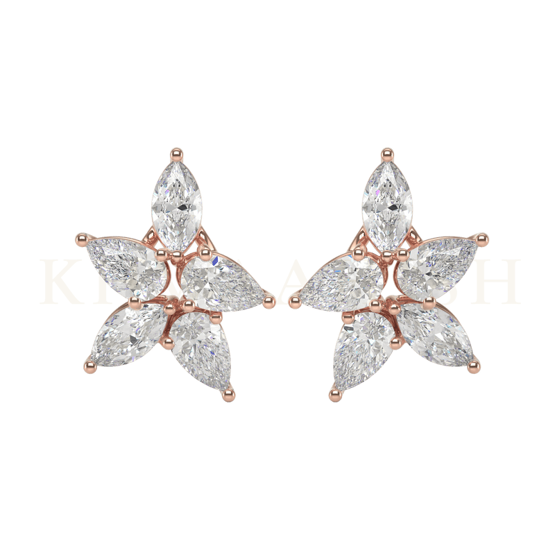 Front view of Radiant Posy Diamond Stud Earrings in rose gold.