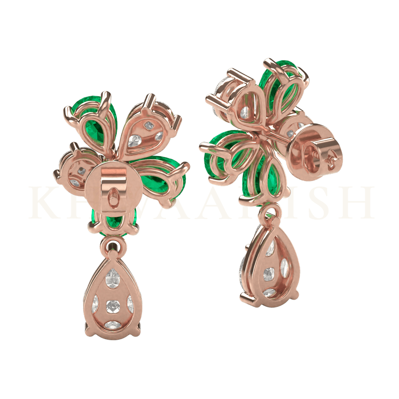 Back view of Plush Pleasure Diamond Drop Earrings in rose gold.