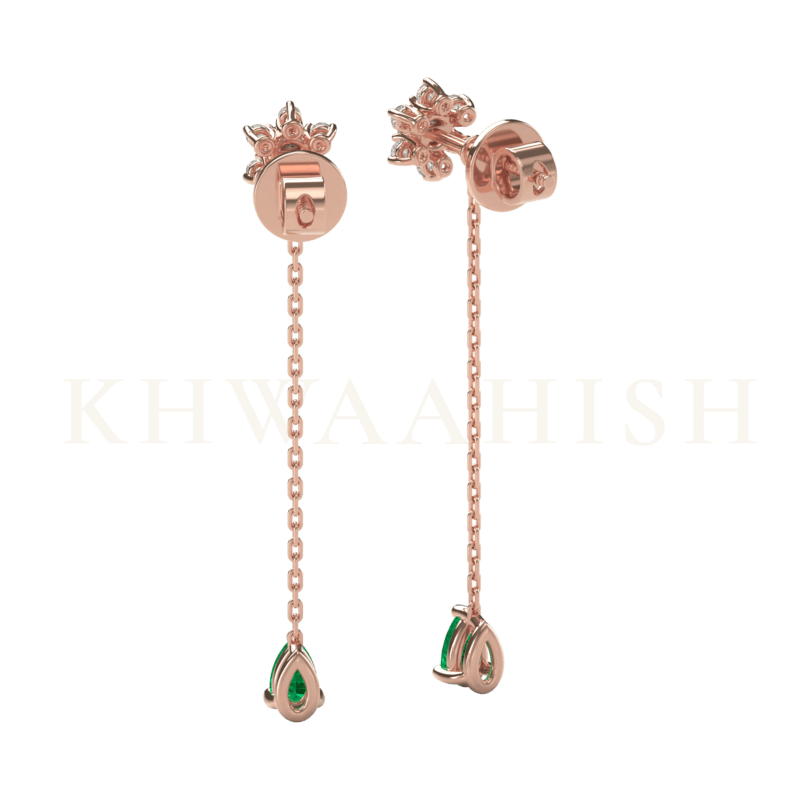 Back view of Budding Blooms Diamond Sui Dhaga Earrings in rose gold.
