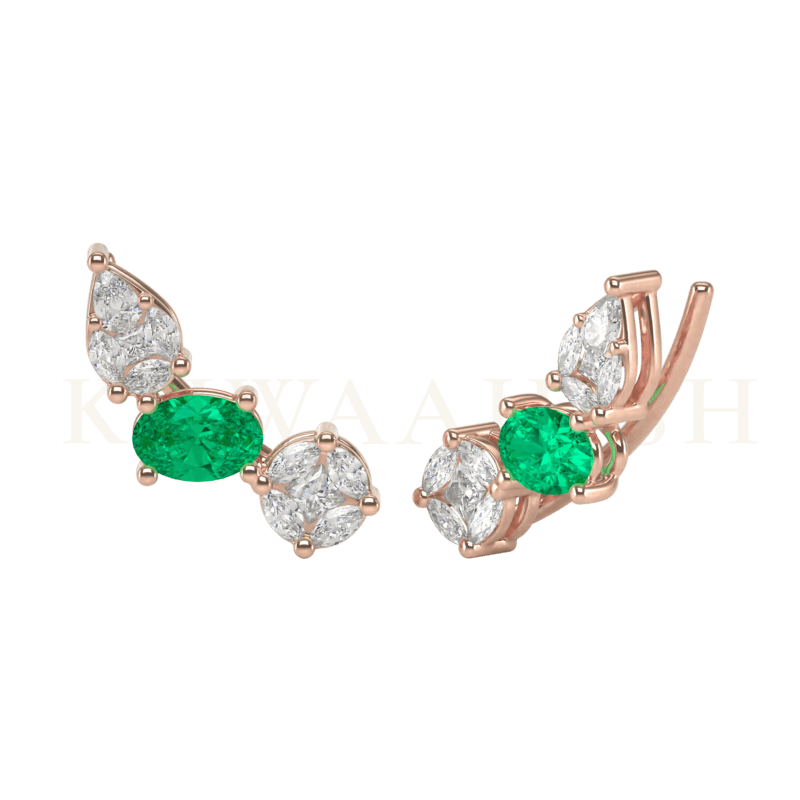 Front view and slanting view of Sassy Stunner Diamond Ear Cuffs in rose gold.