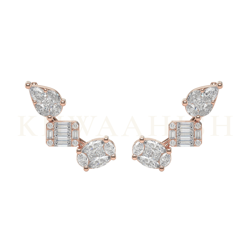 Front view of Desirous Belle Diamond Ear Cuffs in rose gold.