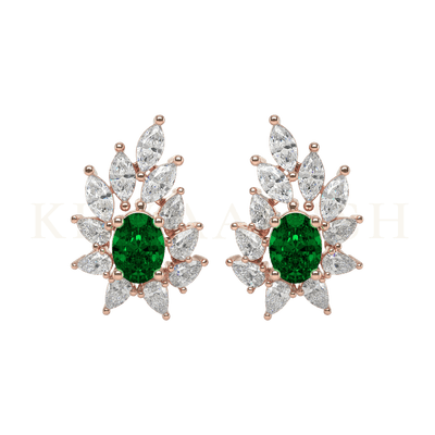 Beautiful & Lush Diamond & Emerald Stud Earrings