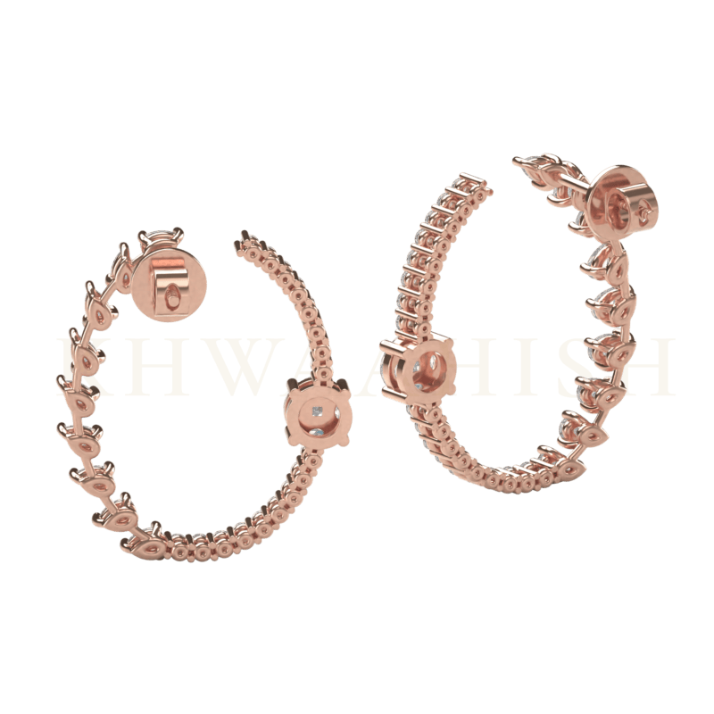 Back view of Blazing Bright Diamond Hoops in rose gold.