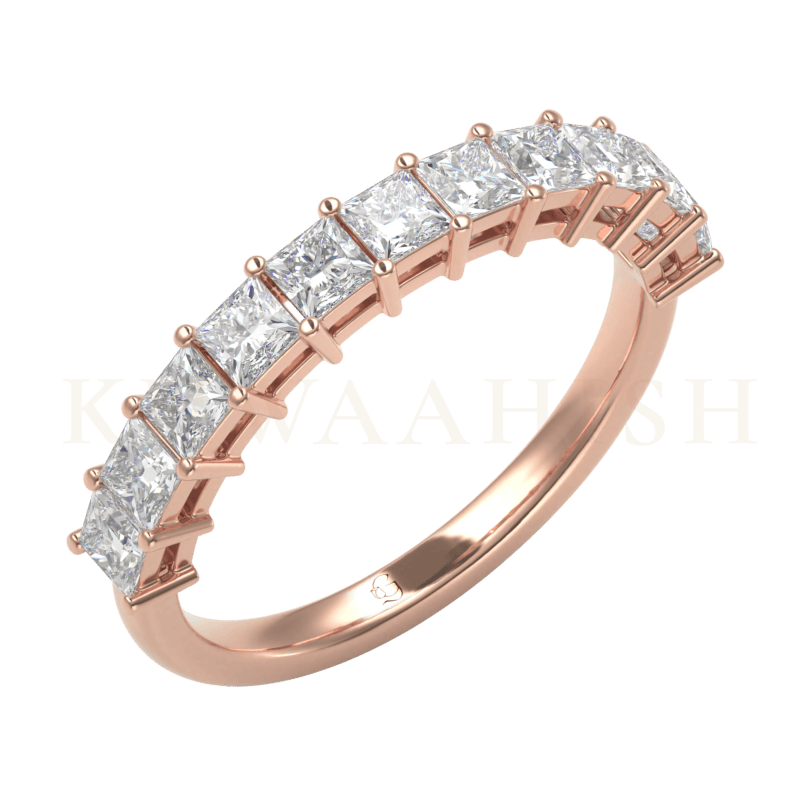 Slanting view of Magical Marvel Diamond Eternity Ring in rose gold.