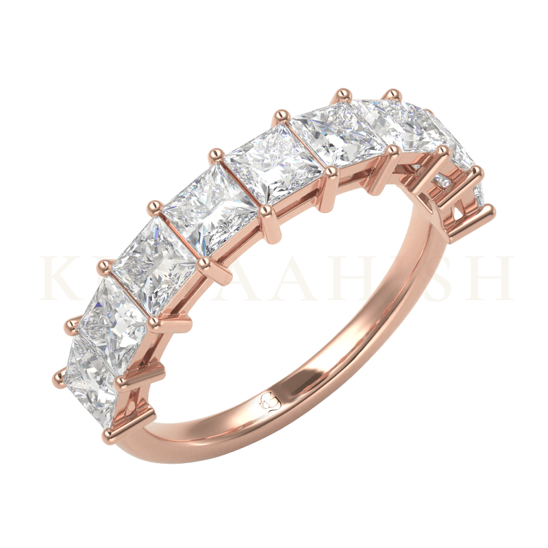 Slanting view of Imperial Wonder Diamond Eternity Ring in rose gold.