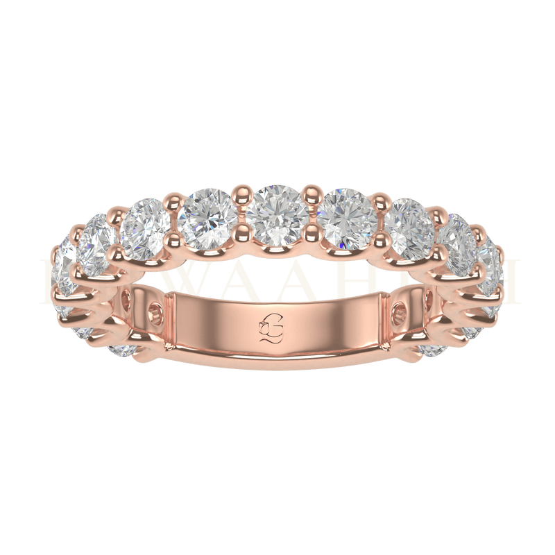 Top view of Crowning Glory Diamond Eternity Ring in rose gold.