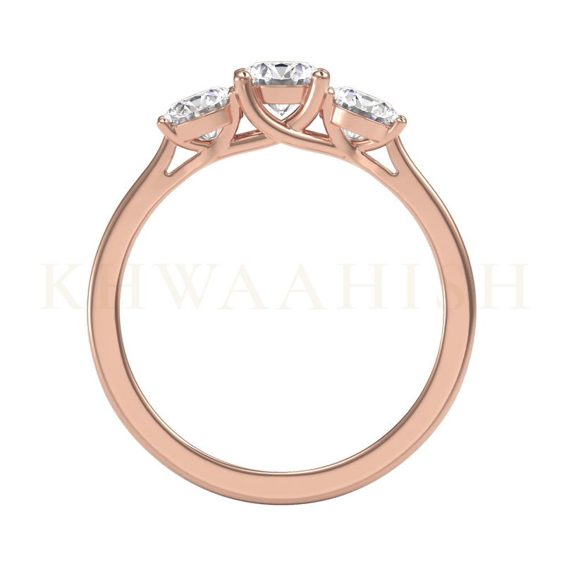 Front view of Scinitillating Sparkle 3 Diamond Ring in rose gold.