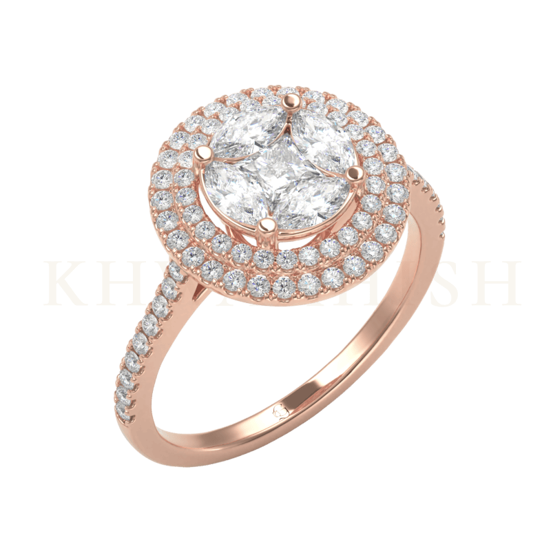 Slanting side view of Bountiful Beauty Diamond Band Ring in rose gold.