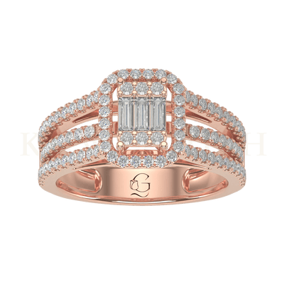 Slanting top view of Bountiful Dazzle Diamond Band Ring in rose gold.