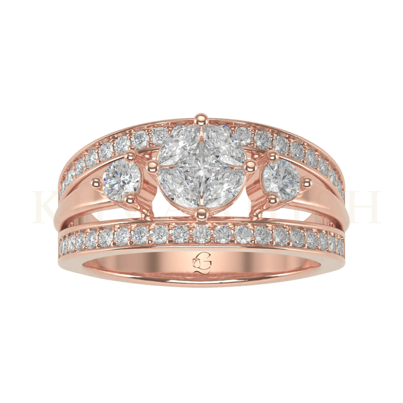 Top view of Delightful Dazzle Diamond Band Ring in rose gold.