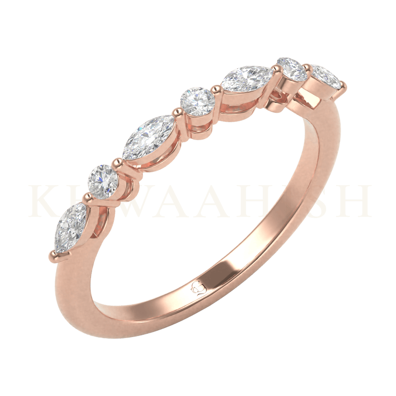 Slanting view of Zestful Shine Diamond Band Ring in rose gold.