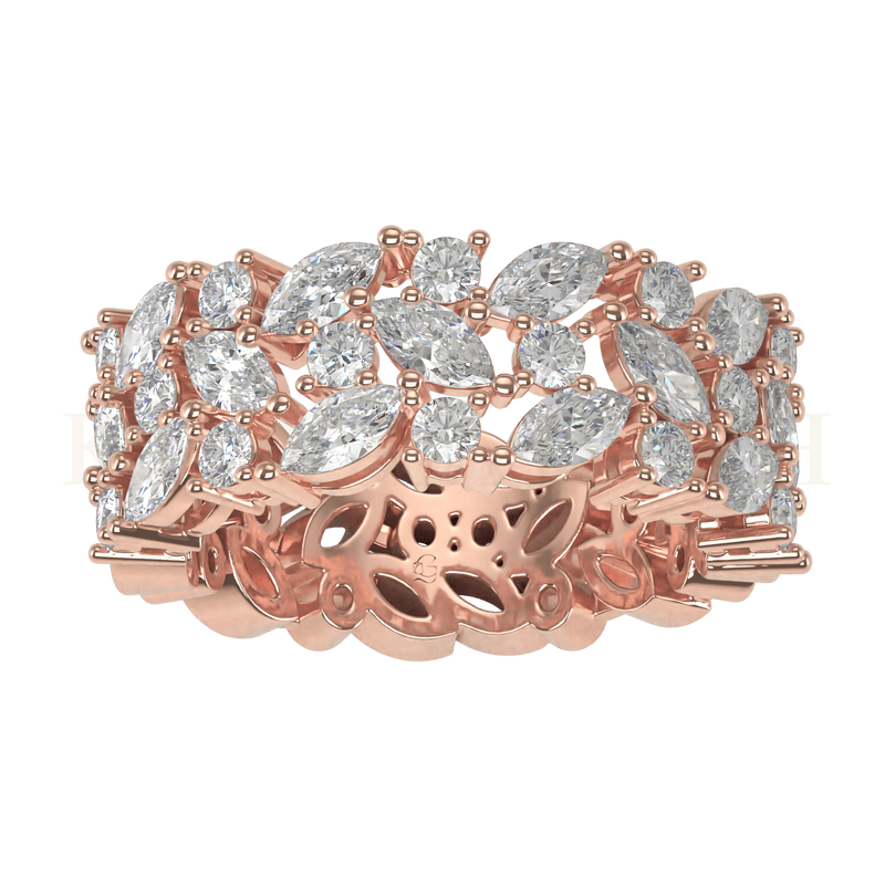 Top view of Princess Amelia Diamond Band Ring in rose gold.