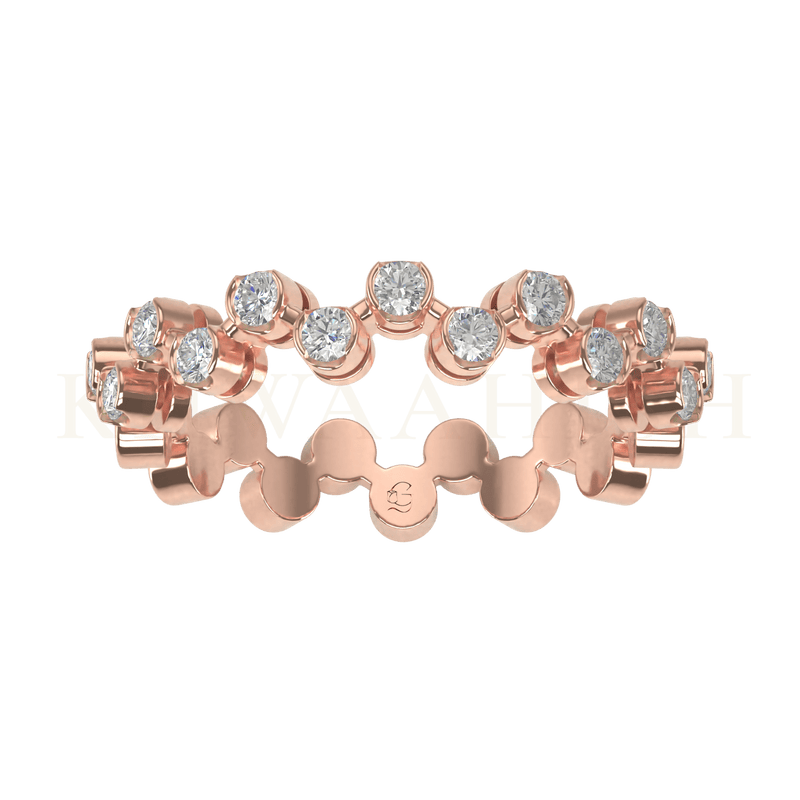 Top view of Dazzling Impression Diamond Band Ring in rose gold.