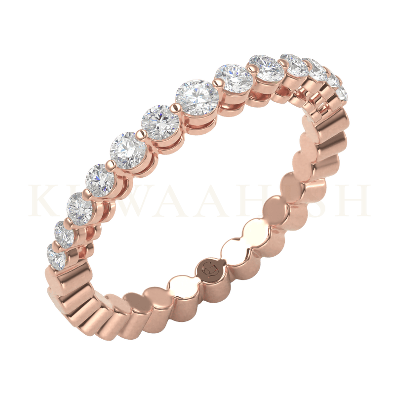 Slanting view of Striking Sparkle Diamond Band Ring in rose gold.