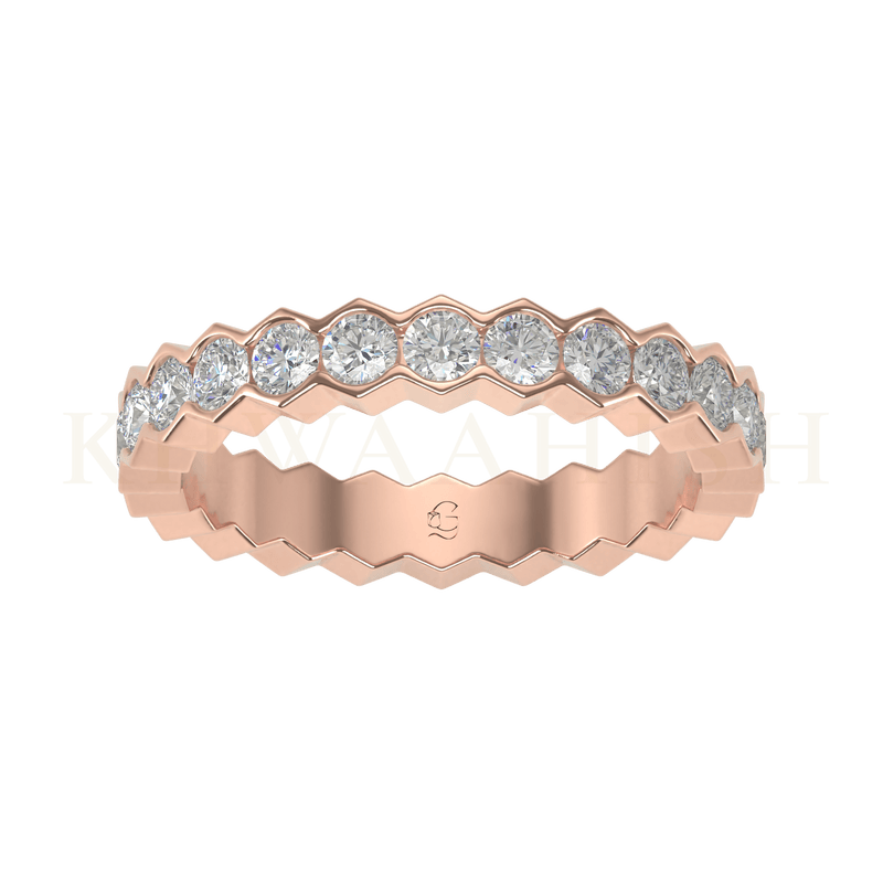 Top view of Ethereal Glitter Diamond Band Ring in rose gold.