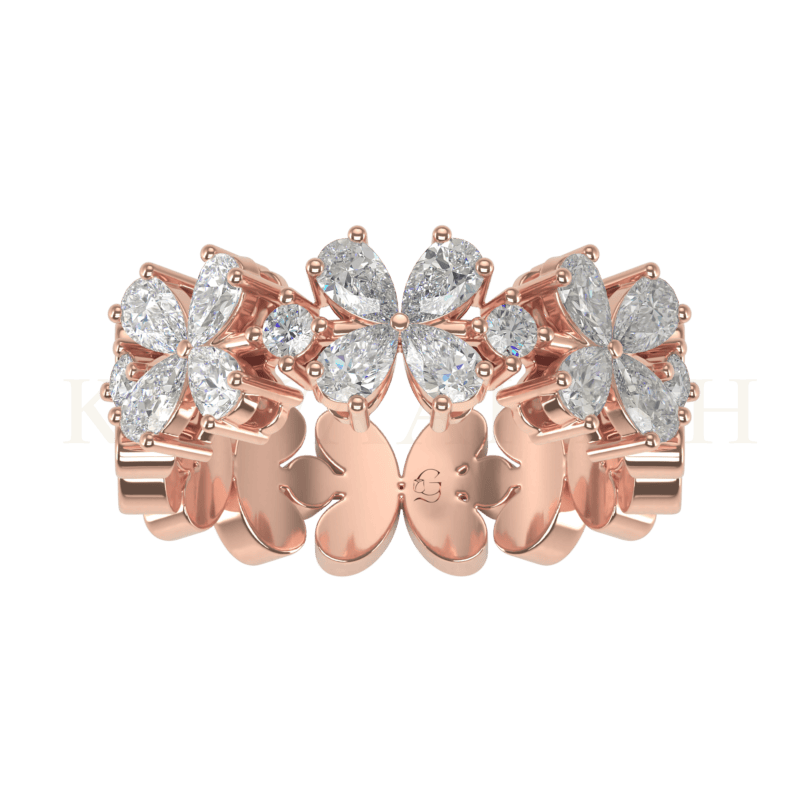 Top view of Floral Bloom Diamond Band Ring in rose gold.