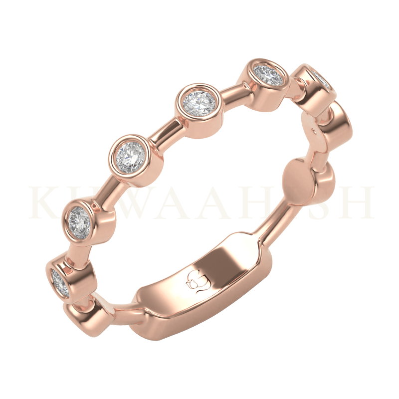 Slanting view of Eternal Promise Diamond Band Ring in rose gold.