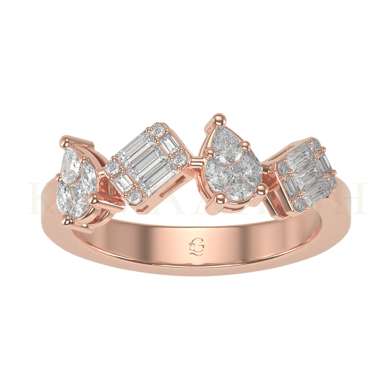 Top view of Chloe Diamond Band Ring in rose gold.