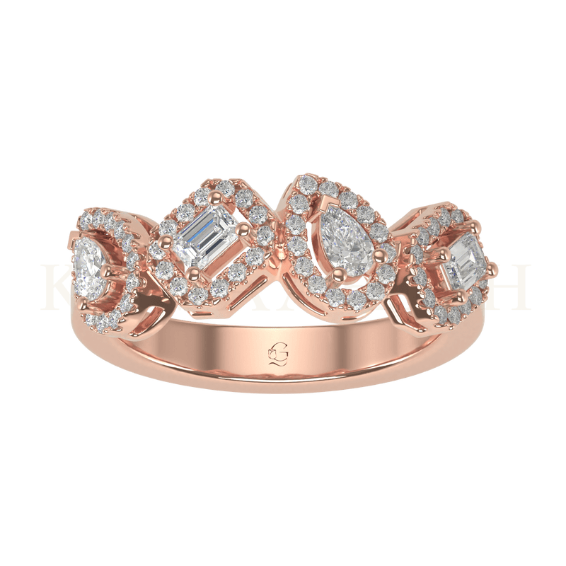Top view of Radiant Aura Diamond Band Ring in rose gold.