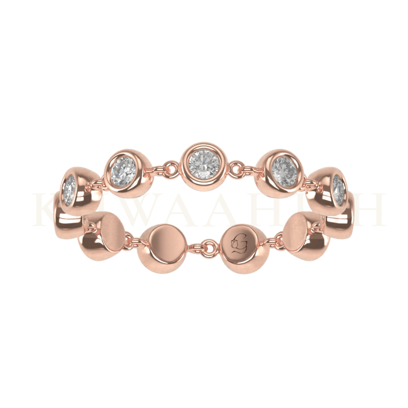 Top view of Blossoming Tiara Diamond Band Ring in rose gold.