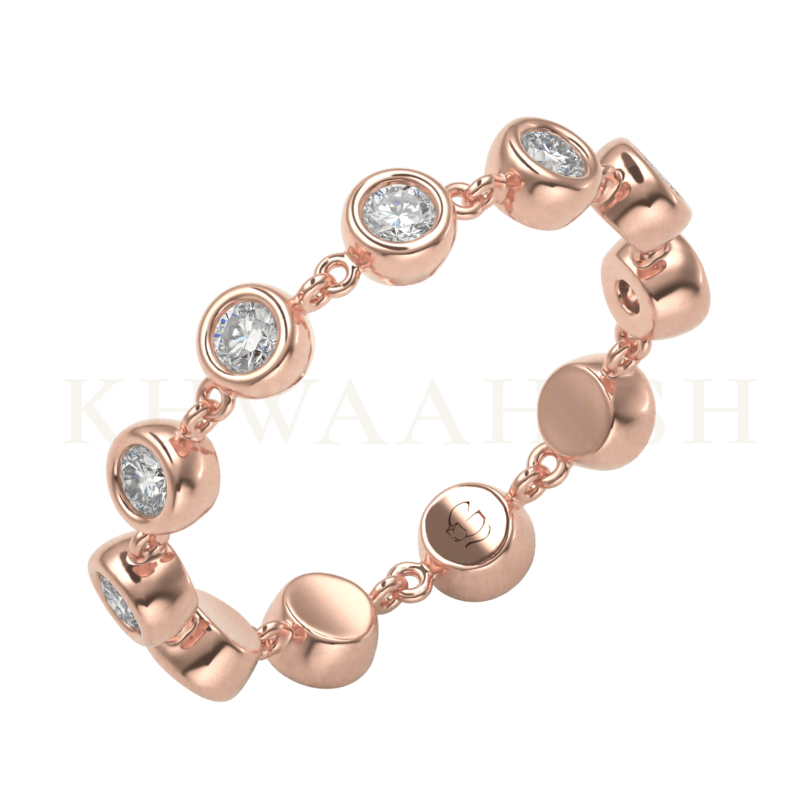 Slanting view of Blossoming Tiara Diamond Band Ring in rose gold.
