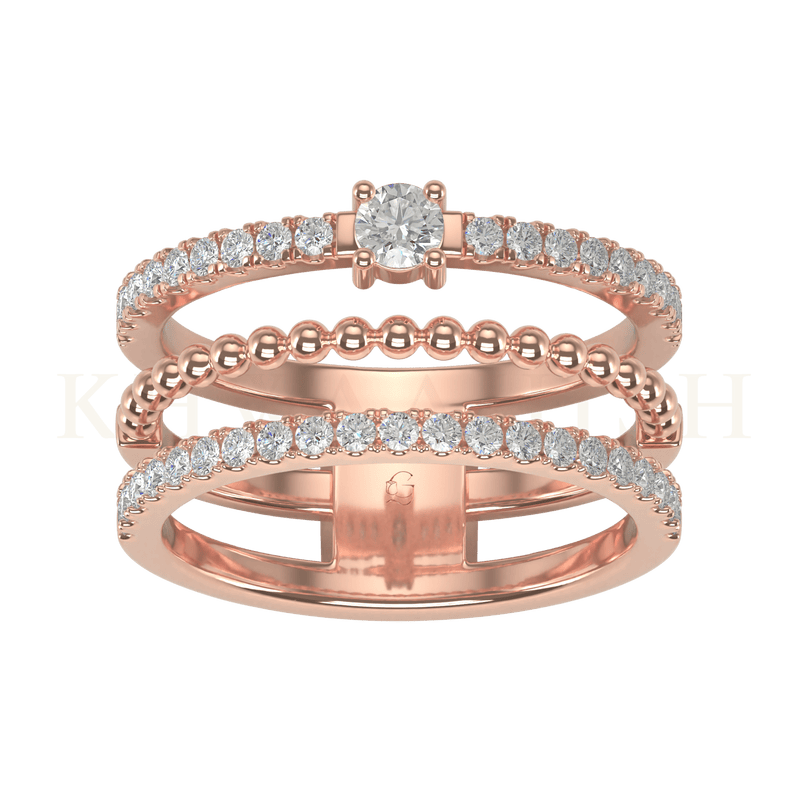 Top view of Sassy Stunner Diamond Band Ring in rose gold.
