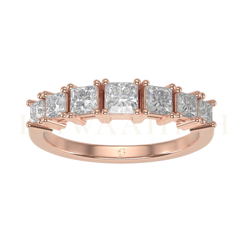 Top view of Lustrous Squares Diamond Band Ring in rose gold.